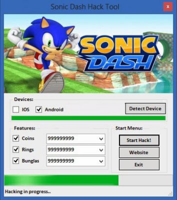 Sonic Dash. Чит на монетки и кольца.