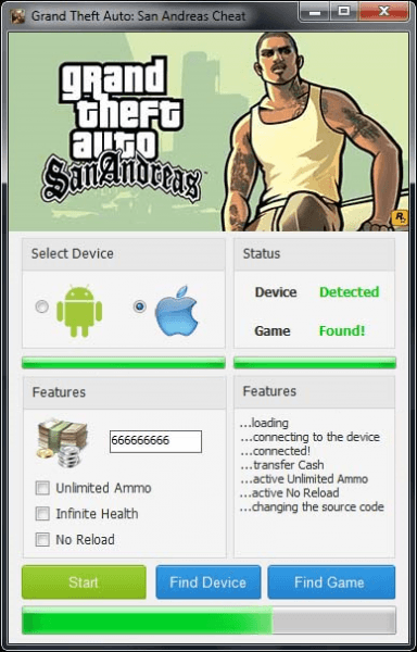 ВЗЛОМ Grand Theft Auto: San Andreas. Чит на деньги, здоровье, оружие.