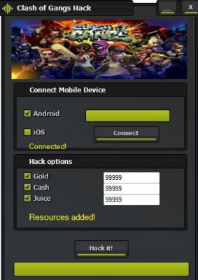 ВЗЛОМ Clash of Gangs. ЧИТ на золото, деньги и сок.