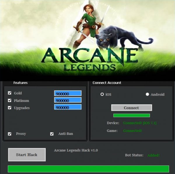 ВЗЛОМ Arcane Legends. ЧИТ на золото, платину и опыт.