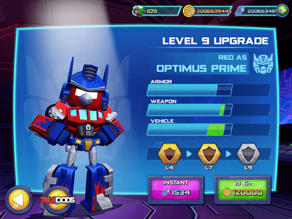 коды Angry Birds Transformers