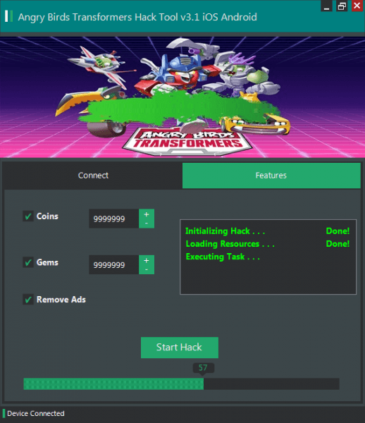 взлом Angry Birds Transformers