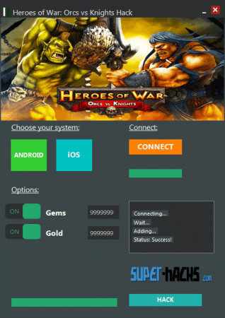 ВЗЛОМ Heroes of War: Orcs vs Knights. ЧИТ на кристаллы и золото.