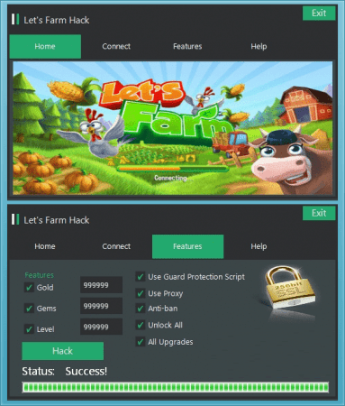 ЧИТ Let's Farm. ВЗЛОМ на золото, кристаллы.