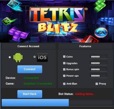 ВЗЛОМ Tetris Blitz. ЧИТ на монетки, бонусы.