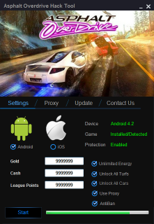 ВЗЛОМ Asphalt Overdrive - Asphalt: Погоня. ЧИТ на золото, деньги, энергия.	